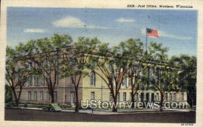 Post Office - Madison, Wisconsin WI Postcard
