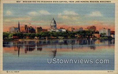 Madison & Wisconsin State Capitol Postcard