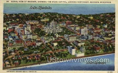 Aerial View - Madison, Wisconsin WI Postcard