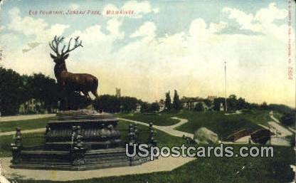 Elk Fountain, Juneau Park - MIlwaukee, Wisconsin WI Postcard