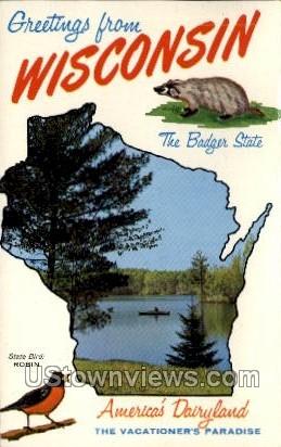 Greetings From - Misc, Wisconsin WI Postcard