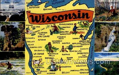 Map - Misc, Wisconsin WI Postcard