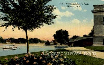 Library Park - Neenah, Wisconsin WI Postcard