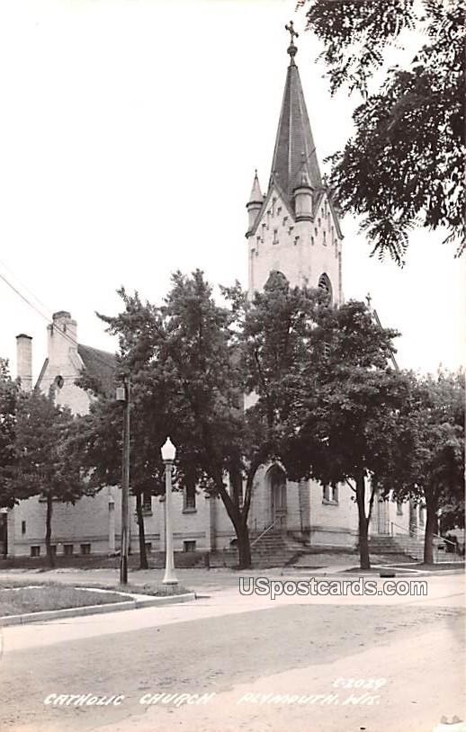 Catholic Church - Plymouth, Wisconsin WI Postcard