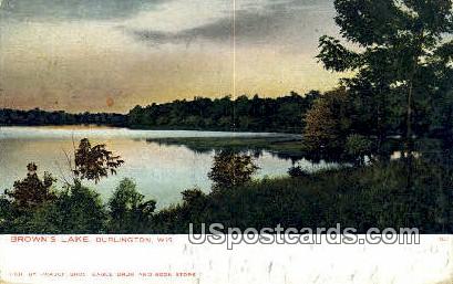 Brown's Lake - Burlington, Wisconsin WI Postcard