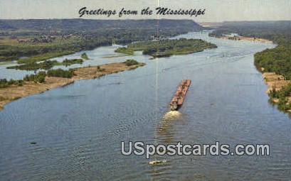 Mississippi River, Wisconsin     ;     Mississippi River, WI Postcard