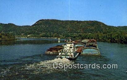 Mississippi Tow Boat - Great River Road, Wisconsin WI Postcard