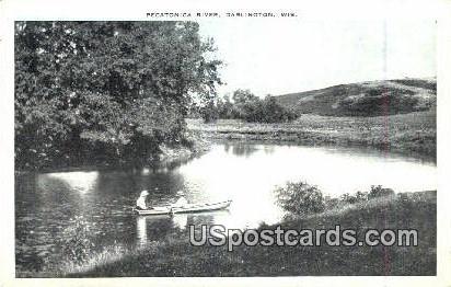 Pecatonica River - Darlington, Wisconsin WI Postcard