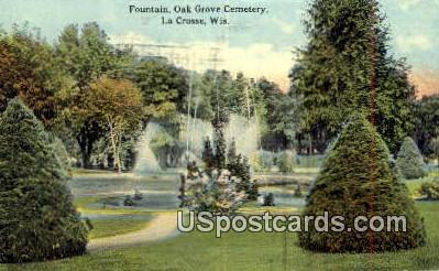 Fountain, Oak Grove Cemetery - La Crosse, Wisconsin WI Postcard