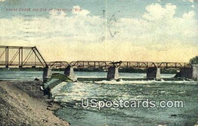 Lower Bridge & Dam - Janesville, Wisconsin WI Postcard
