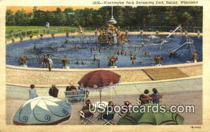 Washington Park Swimming Pool - Racine, Wisconsin WI Postcard