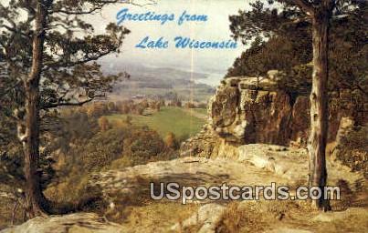 Rock of Gibraltar - Lake Wisconsin Postcards, Wisconsin WI Postcard
