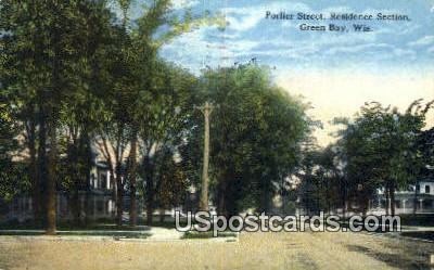 Porlier Street, Residence Section - Green Bay, Wisconsin WI Postcard
