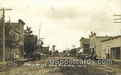 Street Scene Real Photo - New Auburn, Wisconsin WI Postcard