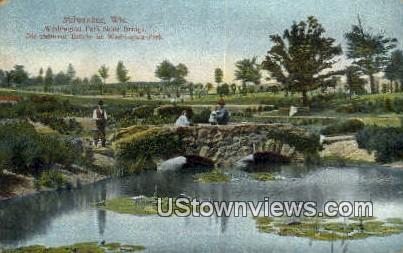 Washington Park Stone Bridge - MIlwaukee, Wisconsin WI Postcard