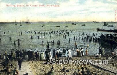 Bathing Beach, McKinley Park - MIlwaukee, Wisconsin WI Postcard