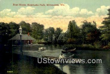 Boat House, Kosclusko Park - MIlwaukee, Wisconsin WI Postcard
