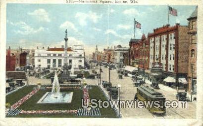Monument Square - Racine, Wisconsin WI Postcard