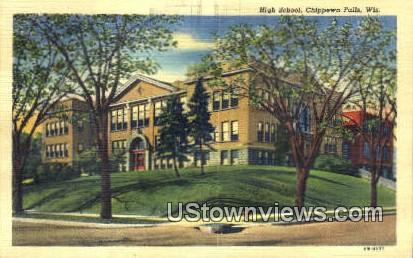 High School, Chippewa Falls - Wisconsin WI Postcard