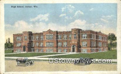 High School, Antigo - Wisconsin WI Postcard