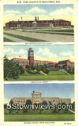 Washington Junior School - Manitowoc, Wisconsin WI Postcard