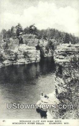 Romance Cliff & High Rock - Kilbourn, Wisconsin WI Postcard
