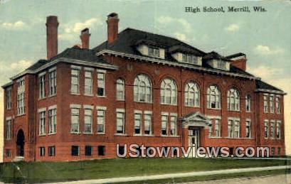 High School, Merrill - Wisconsin WI Postcard
