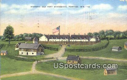 Historic Old Fort Winebago - Portage, Wisconsin WI Postcard