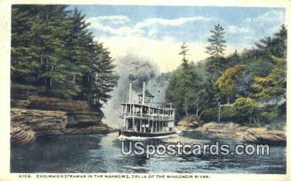 Excursion Steamer, Narrows - Dells Of The Wisconsin River Postcards, Wisconsin WI Postcard