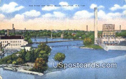 Fox River & Paper Mills - Appleton, Wisconsin WI Postcard