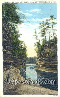 Channel, Steamboat Rock - Dells Of The Wisconsin River Postcards, Wisconsin WI Postcard