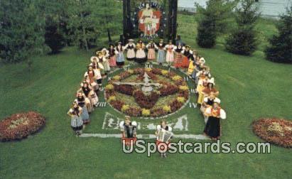 Floral Clock - New Glarus, Wisconsin WI Postcard