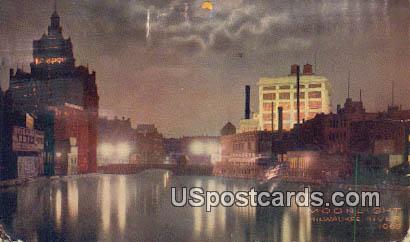 Moonlight - Milwaukee River, Wisconsin WI Postcard