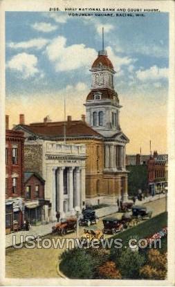 First National Bank And Court House - Racine, Wisconsin WI Postcard