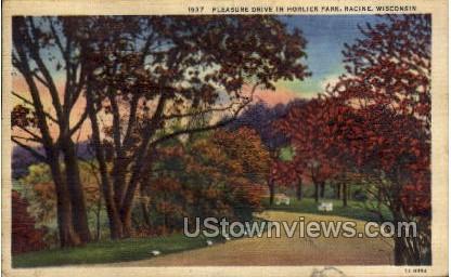 Pleasure Drive In Horlick Park - Racine, Wisconsin WI Postcard