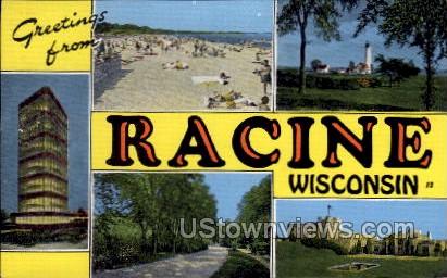 Greetings From - Racine, Wisconsin WI Postcard