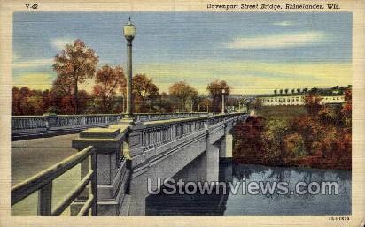 Davenport Street Bridge  - Rhinelander, Wisconsin WI Postcard