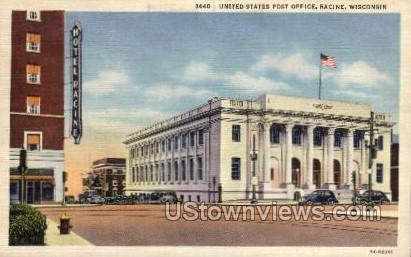 United States Post Office - Racine, Wisconsin WI Postcard