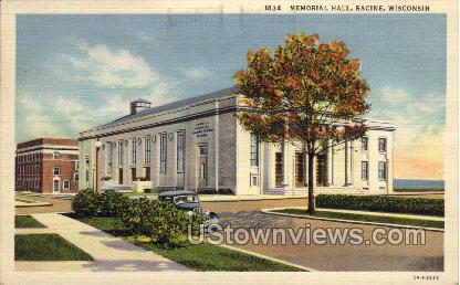 Memorial Hall  - Racine, Wisconsin WI Postcard