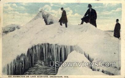 Ice Formation On Lake Michigan  - Sheboygan, Wisconsin WI Postcard