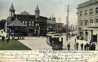 Dunlop Square - Marinette, Wisconsin WI Postcard