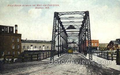Falls Bridge - Wausau, Wisconsin WI Postcard