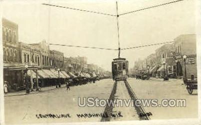 Real photo - Central Ave. - Marshfield, Wisconsin WI Postcard