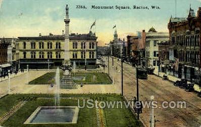 Monument Square - Racine, Wisconsin WI Postcard