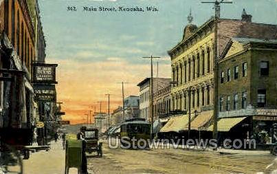 Main St. - Kenosha, Wisconsin WI Postcard