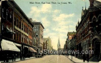 Main St. - La Crosse, Wisconsin WI Postcard