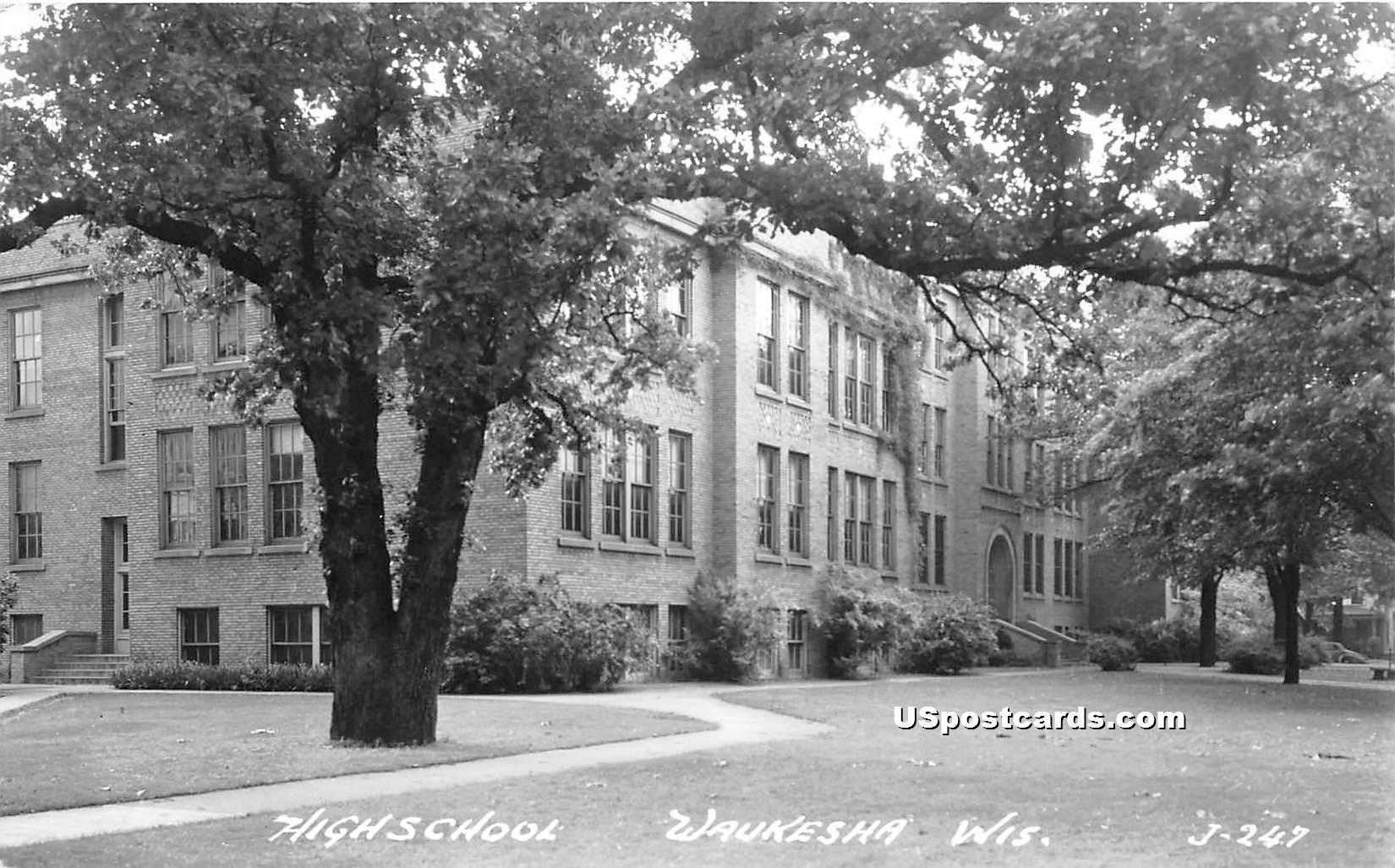 High School - Waukesha, Wisconsin WI Postcard