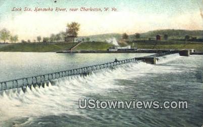 Lock Six Kanawha River - Charleston, West Virginia WV Postcard
