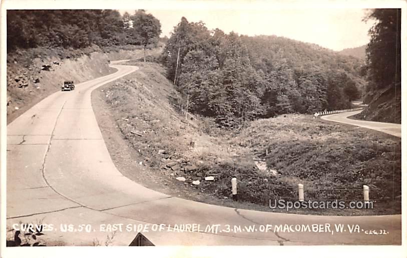 Curves US 50 - Macomber, West Virginia WV Postcard