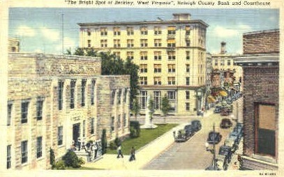 Raleigh County Bank & Courthouse - Beckley, West Virginia WV Postcard